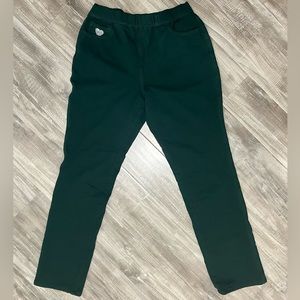 Quacker Factory Dream Jeannes Forest Green Pull-on Tall Straight Leg Pants Small